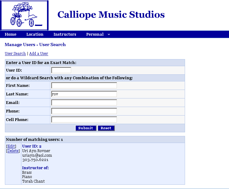 Manage Users - Search Results