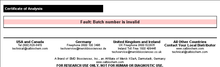 Invalid Batch Number