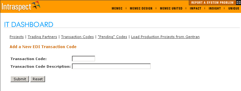 Transaction Codes - Add a New Transaction Code