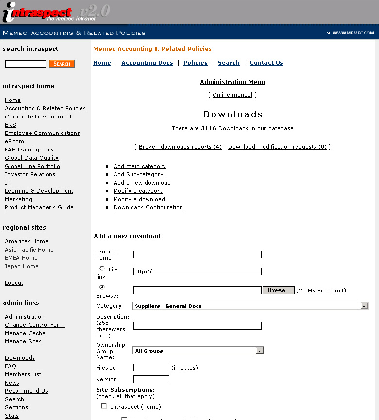 Downloads Admin - Add Download