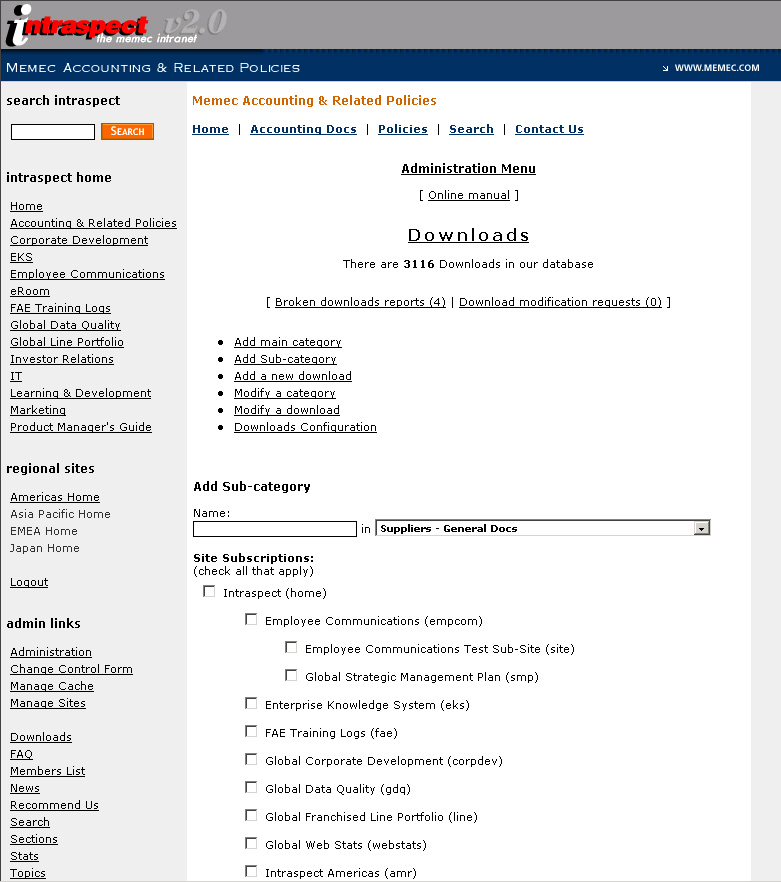 Downloads Admin - Add Category