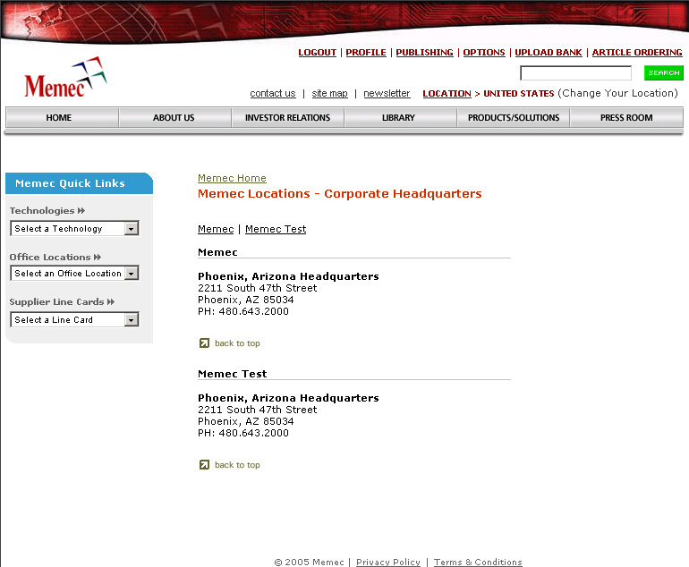 Office Locations - User Display