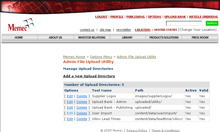 File Upload Utility - Display Upload Directories