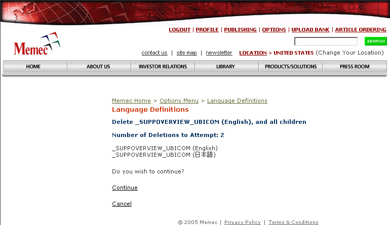 Delete a Language Definition