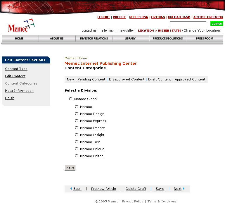 Publishing - Category Set Division
