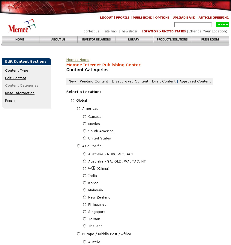 Publishing - Category Set Location