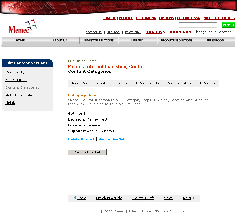 Publishing - Category Set