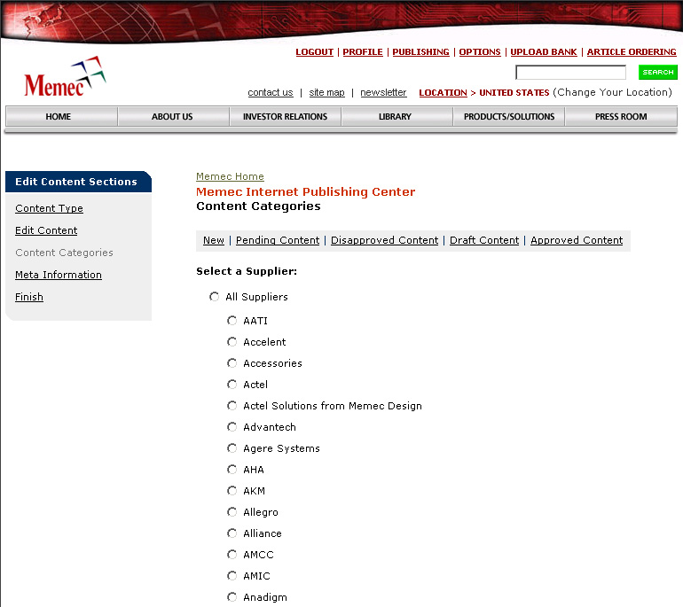 Publishing - Category Set Supplier