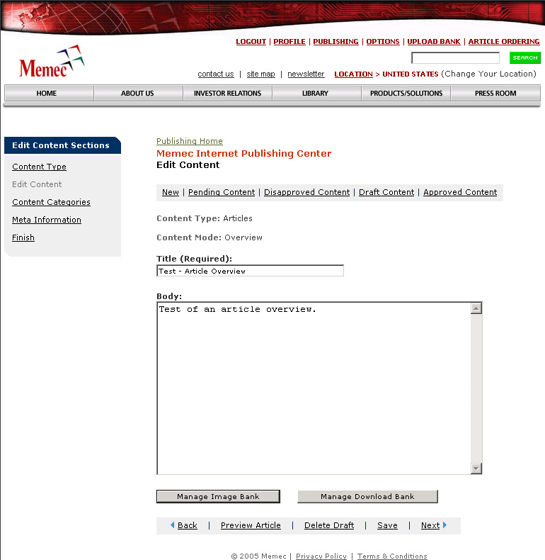 Publishing - Edit Overview